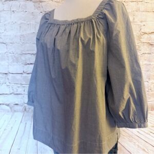 J. Crew gingham square neck blouse top